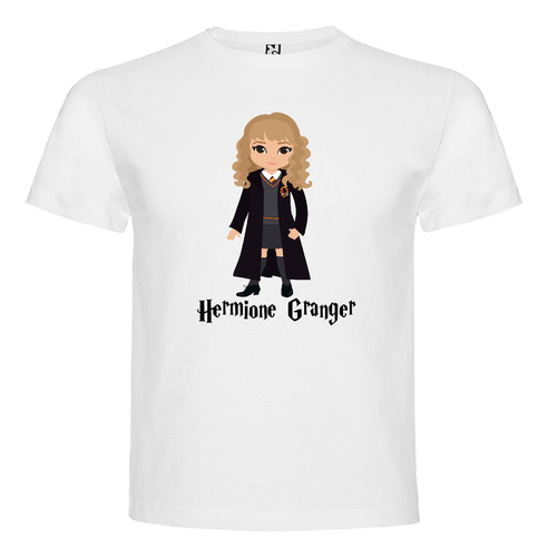 Polera Blanca Algodón 100% Niños Hermione Harry Potter