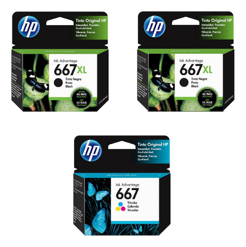 Kit De 2 Cartuchos Hp 667xl Negro + 667 Tricolor