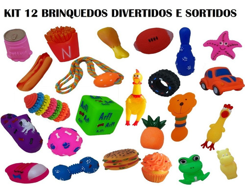Kit 12 Brinquedos Mordedor Pet Cachorro Filhotes Porte Médio