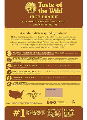 Imagen 2 de 5 de Taste Of The Wild High Prairie Canine Para Perro Adulto 5lb
