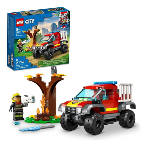 Camión De Rescate Con Camión De Bomberos Lego City 4x4 60393