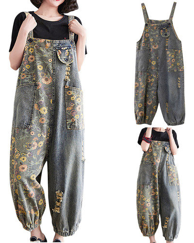 Mono De Mezclilla Para Mujer, Pantalones De Mezclilla Holgad