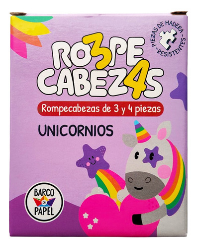 Rompecabezas Unicornios 14 Piezas 4 Unidades Barco De Papel