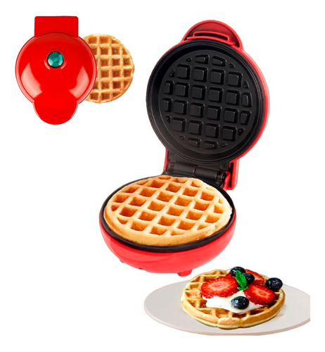 Máquina Waffle Panqueca Mini Elétrica Antiaderente 550w Cor Vermelho 110V