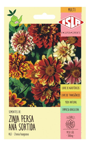Semente De Flores De Zinnia Anã Persa Isla Sementes Isla - Linha Multi - Flores De Unidade De 1 X 1 De 0.3g