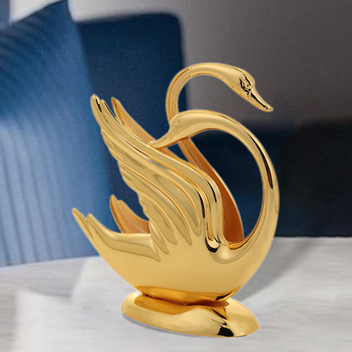 H Servilletero De Metal Adorno De Mesa Con Cisne Dorado De 2