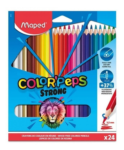 Lapices De Colores Maped Color Peps X 24 Largos Strong