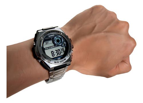 Reloj Casio Hombre Negro Illuminator Retro W800h1bvcf Color de la correa Plateado 2