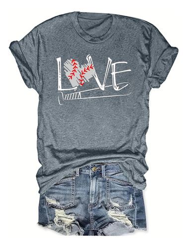 Camiseta Estampada Deportiva De Béisbol D Para Mujer Con Cue
