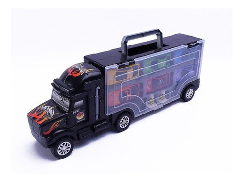 Imagen 1 de 10 de Camion Valija Porta Autos + 6 Autos Y 2 Cono Duende Azul Ful