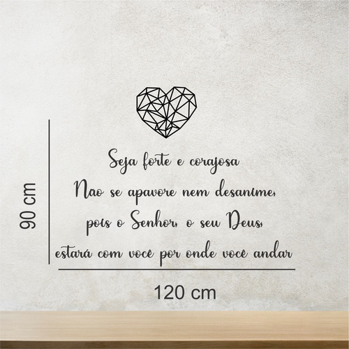 Placa Decorativa Versículo Josué 1:9 Mdf Preto