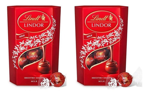 Kit C/ 2 Chocolates Lindt Lindor Milk Balls Cremoso 200 G