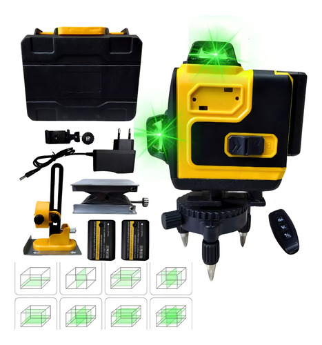 Nivel Laser 16 Líneas 360° Cruz 4d Láser Verde Nivel Autoniv