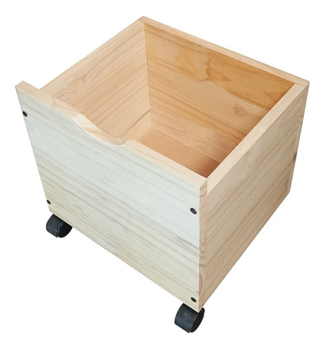 Baul Juguetero Organizador Con Cajon Y Ruedas Estilo Moderno Madera Maciza Sajo 35x31 Color Natural