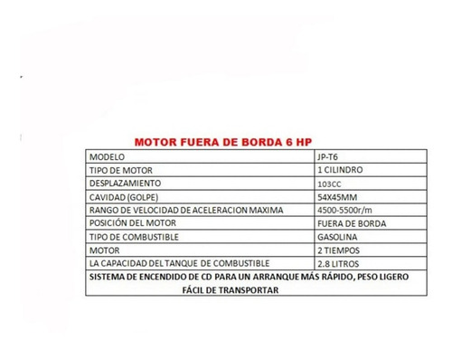 Imagen 2 de 4 de Motor Fuera De Borda 6hp 2 Tiempos Gravital Eje Corto