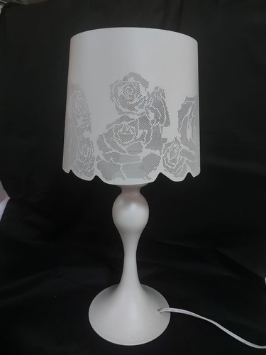 Imagen 2 de 10 de Lámpara De Buro Mesa Blanca Con Flores Le551