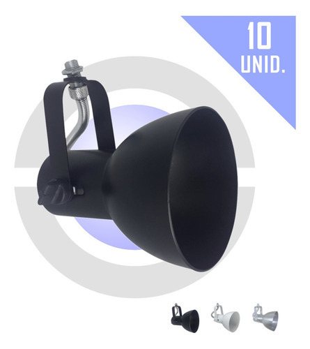 Kit 10 Spot Trilho Iluminação Industrial Teto - Bocão Cor Preto 110V/220V