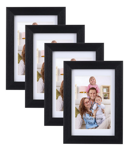 Juego De 4 Portarretratos Negros 10 X 15 Cm Para Pared O Mes