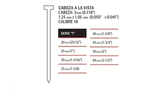 Clavos Para Clavadora Neumatica 35mm X 5 Mil Calibre 18