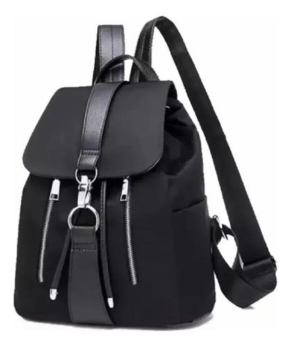 Mochila En Ecocuero Unisex Casual Sofisticada Negro + Envio