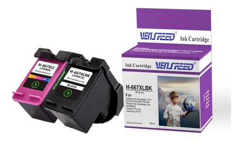Cartucho Compatible Hp 667 Xl Negro Y Color Para 2375 2775