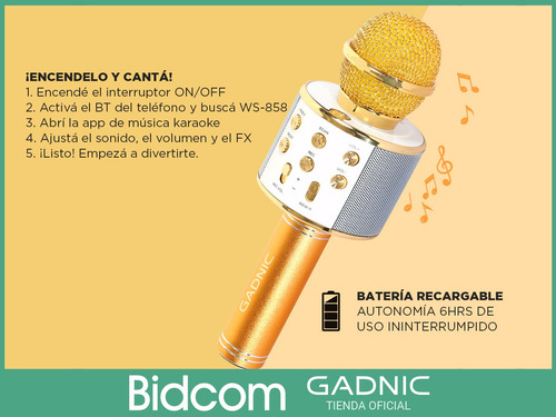 Microfono Karaoke Con Parlante Recargable Inalambrico Gadnic