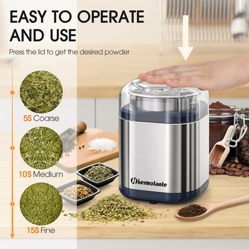 Molinillo De Especias 200w Hierbas Acero Inoxidable Compacto