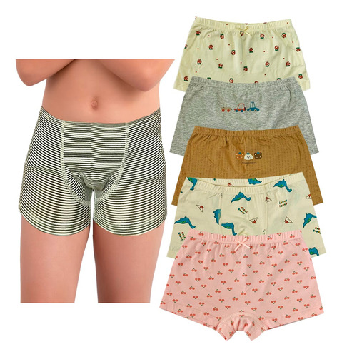 Bóxer Infantil Niño / Niña Algodón Moda Confort Set 4 Piezas