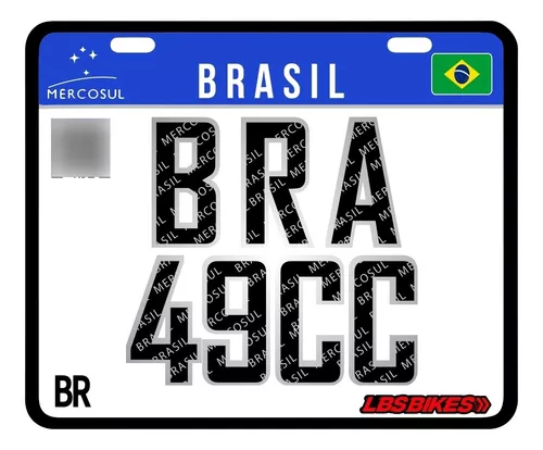 Placa Personalizada Mercosul P/Bike Novo Modelo Escrita Grau - LBS