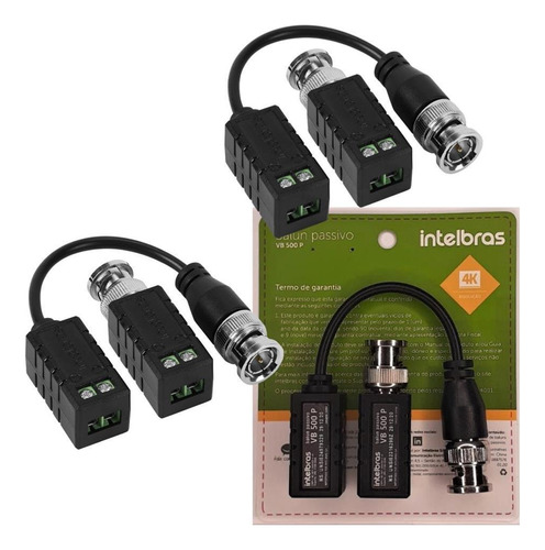 2 Pares Balun Passivo Vídeo Vb 500 P Intelbras Resolução 4k