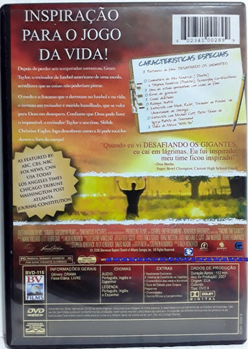 Dvd Desafiando Gigantes ( Superação / Fé ) Encarte Interno