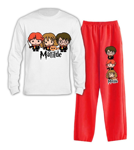 Pijama Largo Harry Potter Niñas -niños Algodón Personalizado