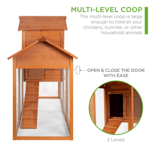 Gallinero De Madera Para Aves Con Rampas Y Corral