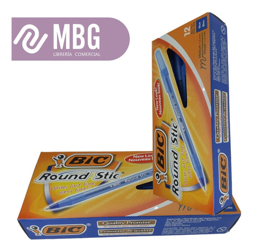 Imagen 4 de 7 de Lapicera Bolígrafo Bic Rondo Round Stic Azul Caja X12