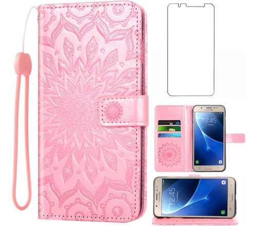 Funda Billetera Asuwish Galaxy J7 2016 Kickstand Rosa