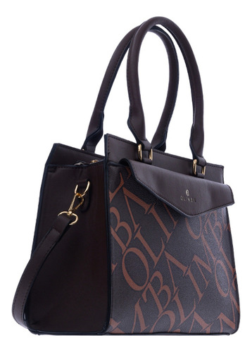 Bolsa Olimba Tote Mujer De Moda Grande Asa Doble Casual 9787 Marrón Lisa Oro