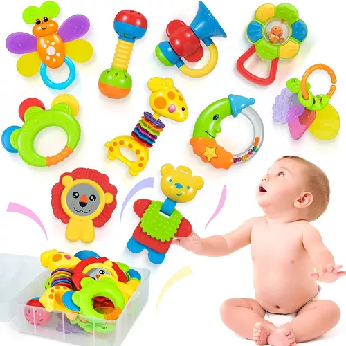 Juguetes de dentición para bebés de 0 a 6 a 12 meses, 10 unidades, juguetes  educativos tempranos para niños y niñas de 3 a 6 meses, juguetes