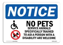 Comprar Señal De Aviso Osha No Se Admiten Animales De Servicio Alumi