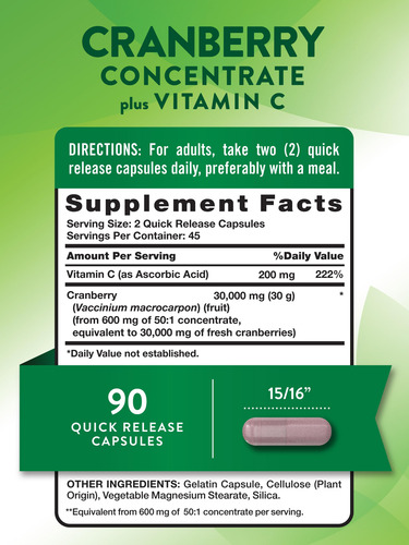 Nature's Truth Arándano 30000mg Y Vitamina C 90 Cápsulas