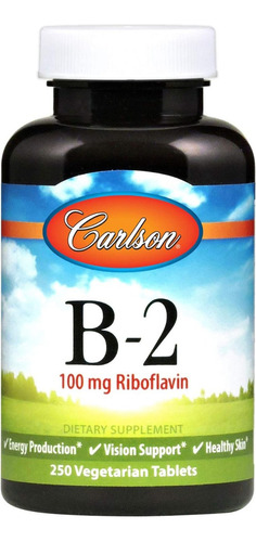 Vitamina B2 Riboflavina 100 Mg Carlson 250 Tabletas