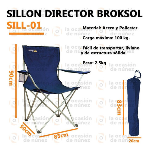 Imagen 5 de 9 de Sillón Director Plegable Con Bolso Camping Playero