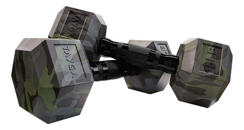 Par Mancuernas Hexagonales Pvc 15lb Tayga Camuflaje(4.6.8kg) Color Negro