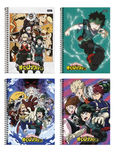 Kit C/ 4 Cadernos Univ. My Hero Academia 01 Matéria 80 Fls