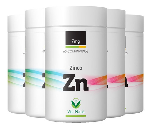 5 Zinco Quelato 7mg 5x60 Comprimidos - Contra Acne-espinha 