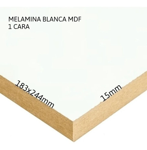 Melamina Blanca Mdf 15 Mm 1 Caras 1.83 X 2.44 Lamina