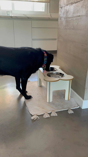 Imagen 5 de 7 de Comedero En Altura Para Perros De Madera Forma Huesito 15cm
