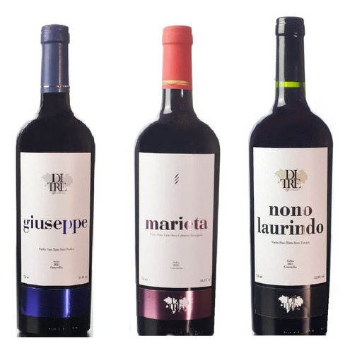 Kit 3 - Vinhos Merlot, Cabernet Sauvignon E Tannat - Di Tre