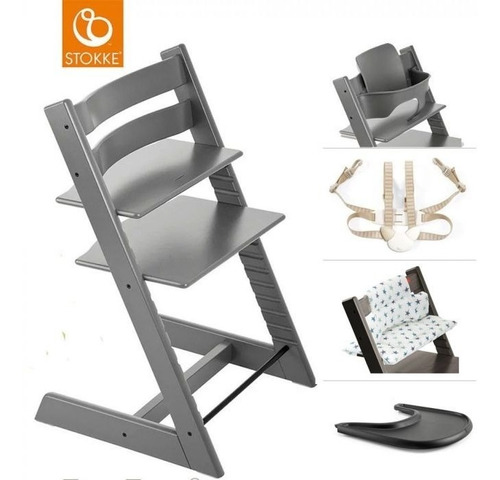 Imagen 1 de 2 de Stokke Tripp Trapp Babyset Cojin Arnes Y Tray - Storm Grey