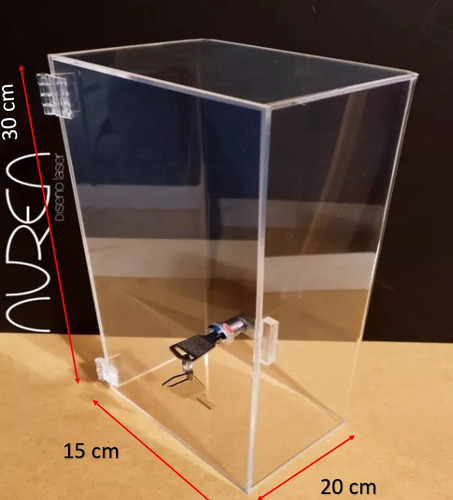 Caja Acrílico 30x15x20cm Con Chapa
