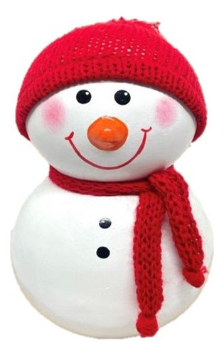 Boneco De Neve Decoracao Mesa De Natal Ceramica Pequeno Cor Branco Com Touca